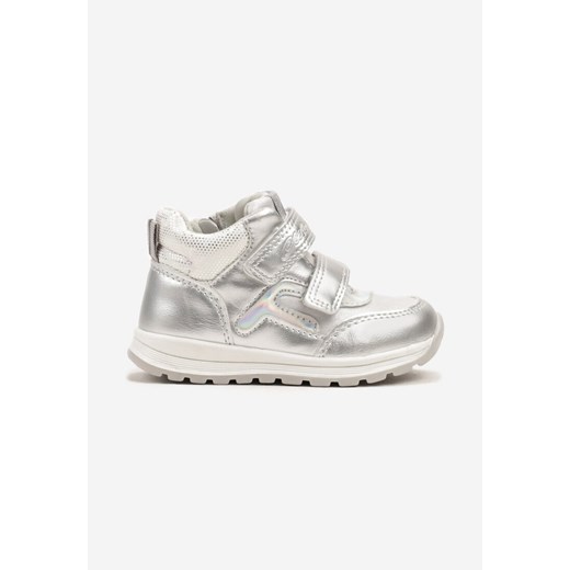 Srebrne Botki Clibee w Stylu Sneakersów ze Skórzaną Wkładką Ozdobione Przeszyciami Romisya ze sklepu born2be.pl w kategorii Buty zimowe dziecięce - zdjęcie 175284654