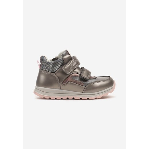 Złote Botki Clibee w Stylu Sneakersów ze Skórzaną Wkładką Ozdobione Przeszyciami Romisya ze sklepu born2be.pl w kategorii Buty zimowe dziecięce - zdjęcie 175284660