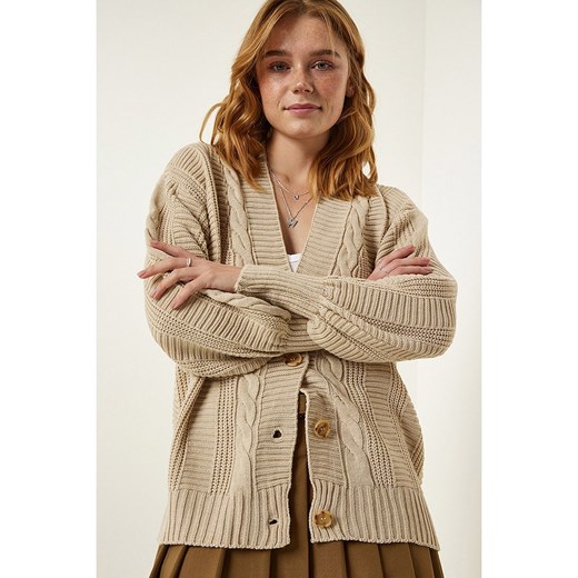 Happiness Istanbul Kardigan w kolorze beżowym Happiness Istanbul onesize promocja Limango Polska