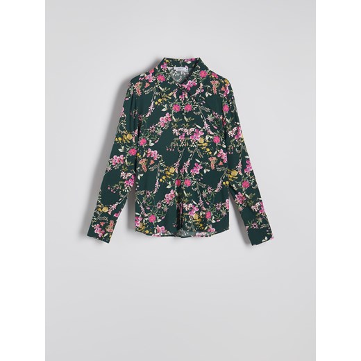 Reserved - Koszula z wiskozy - ciemnozielony Reserved XS Reserved