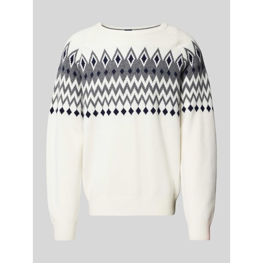 Sweter z dzianiny z mieszanki wełny z okrągłym dekoltem ze sklepu Peek&Cloppenburg  w kategorii Swetry męskie - zdjęcie 175302584