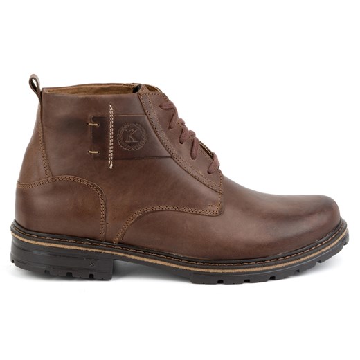 KOMODO Buty męskie trzewiki skórzane zimowe 935K Brąz brązowe ze sklepu ButyModne.pl w kategorii Buty zimowe męskie - zdjęcie 175303044