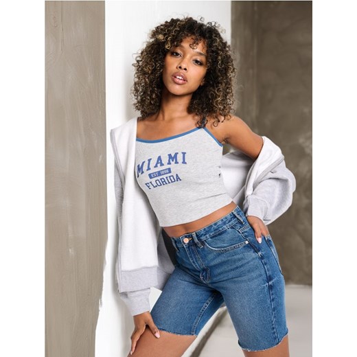 Sinsay - Top z napisem Miami - szary ze sklepu Sinsay w kategorii Bluzki damskie - zdjęcie 175307054