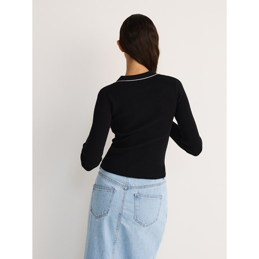 Sweter damski Reserved casualowy z kołnierzykiem 