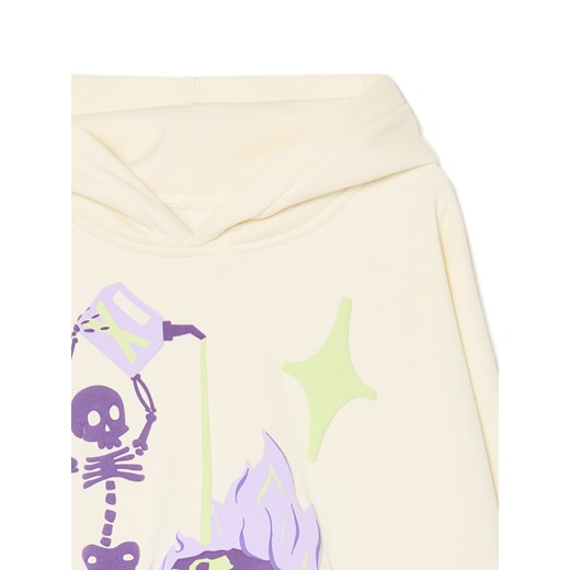 Cropp - Kremowa bluza z kapturem i nadrukiem - szary Cropp L Cropp
