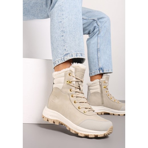 Workery damskie beżowe Renee na platformie 