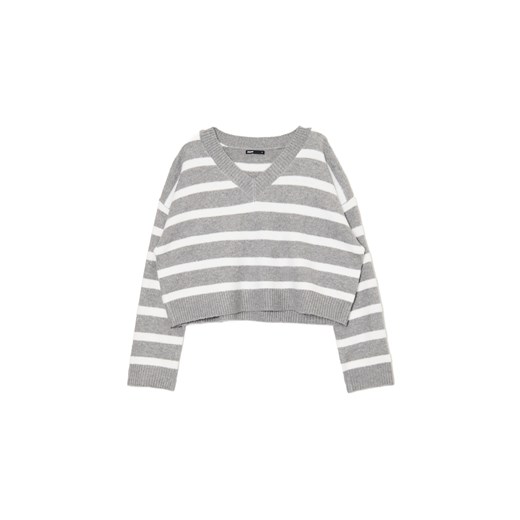 Cropp - Szary sweter w białe paski - szary ze sklepu Cropp w kategorii Swetry damskie - zdjęcie 175310791