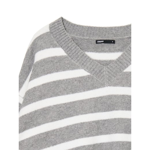 Cropp - Szary sweter w białe paski - szary Cropp M Cropp