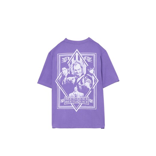 Cropp - Fioletowa koszulka z nadrukiem Beetlejuice - fioletowy Cropp XL Cropp
