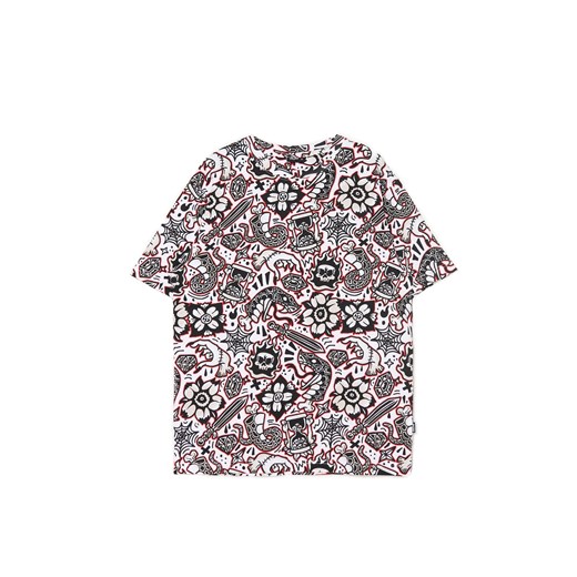 Cropp - T-shirt z nadrukiem all over - biały ze sklepu Cropp w kategorii T-shirty męskie - zdjęcie 175310844