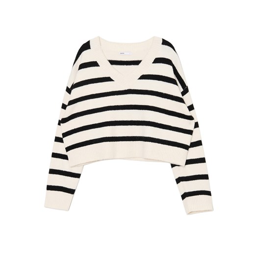 Cropp - Kremowy sweter w czarne paski - kremowy Cropp XL Cropp