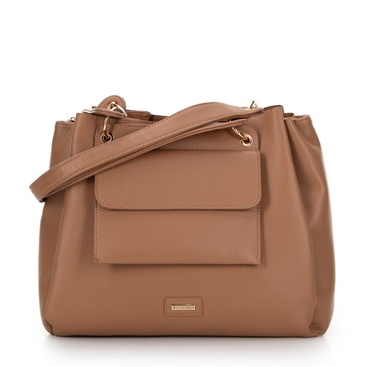 Damska shopperka z luźną saszetką beżowa ze sklepu WITTCHEN w kategorii Torby Shopper bag - zdjęcie 175311352