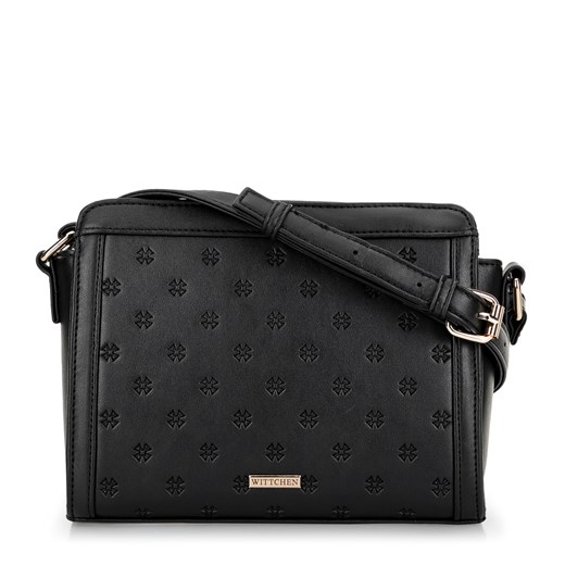 Damska torebka crossbody z tłoczonym monogramem czarna ze sklepu WITTCHEN w kategorii Listonoszki - zdjęcie 175311392