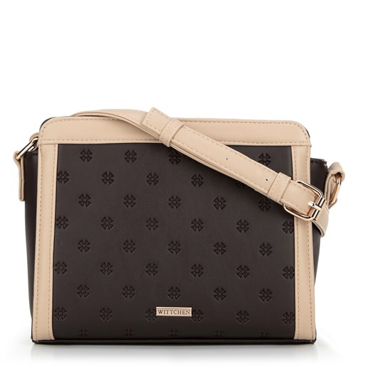 Damska torebka crossbody z tłoczonym monogramem brązowa ze sklepu WITTCHEN w kategorii Listonoszki - zdjęcie 175311393