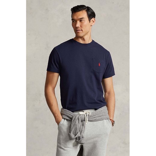 Polo Ralph Lauren t-shirt bawełniany męski kolor granatowy gładki 710707095 ze sklepu ANSWEAR.com w kategorii T-shirty męskie - zdjęcie 175312601
