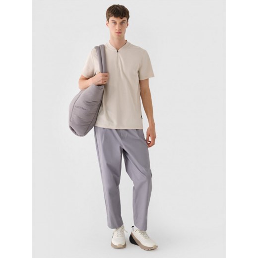 Męska koszulka polo 4F 4FRAW24TPTSM571 - beżowa ze sklepu Sportstylestory.com w kategorii T-shirty męskie - zdjęcie 175314640