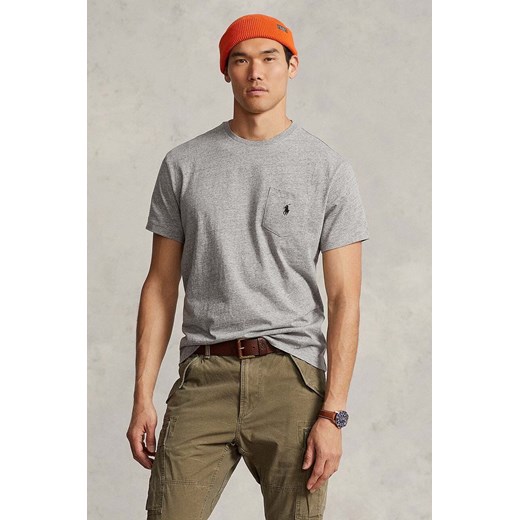 Polo Ralph Lauren t-shirt bawełniany męski kolor szary gładki 710707095 ze sklepu ANSWEAR.com w kategorii T-shirty męskie - zdjęcie 175314840