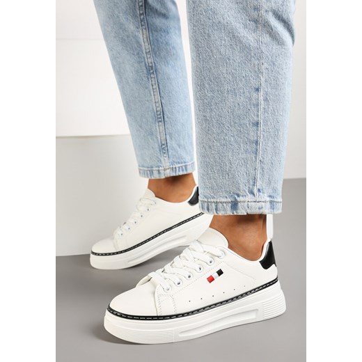 Biało-Czarne Sneakersy na Grubej Podeszwie z Przeszyciami Zanas ze sklepu born2be.pl w kategorii Buty sportowe damskie - zdjęcie 175316344