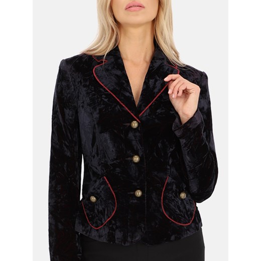 Elegancka fioletowa marynarka z lamówkami Potis & Verso Blu ze sklepu Eye For Fashion w kategorii Marynarki damskie - zdjęcie 175316863