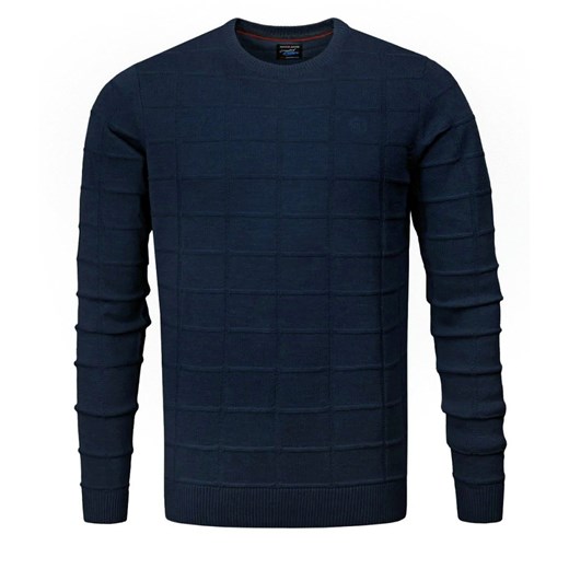 Męski Sweter Pako Jeans - Tłoczona Struktura Materiału - Granatowy SWPJNSloftGR ze sklepu JegoSzafa.pl w kategorii Swetry męskie - zdjęcie 175318662