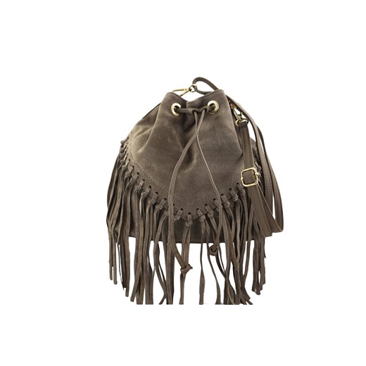 Torebka skórzana boho style - Beżowa ciemna - id: 5898n - marki Barberini's - 175332903 Torebka skórzana boho style - Beżowa ciemna ze sklepu butyolivier w kategorii Listonoszki - zdjęcie 175332903