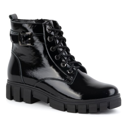 Buty Olivier botki sznurowane casual na platformie na zimę 