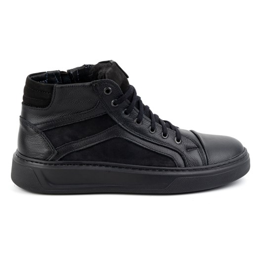Buty męskie skórzane zimowe sneakersy 886K CZARNE ze sklepu butyolivier w kategorii Czapki zimowe męskie - zdjęcie 175333274