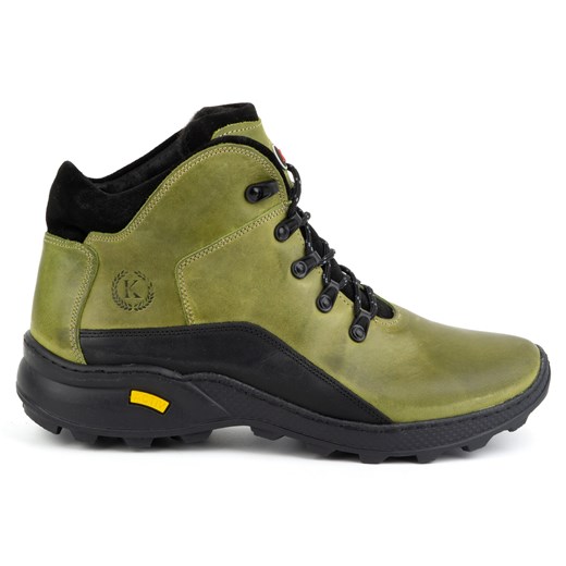 Buty męskie trzewiki skórzane zimowe 903K zielone ze sklepu butyolivier w kategorii Buty zimowe męskie - zdjęcie 175333322