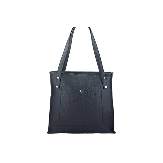 Duża torebka skórzana na ramię - Granatowa ze sklepu butyolivier w kategorii Torby Shopper bag - zdjęcie 175333584