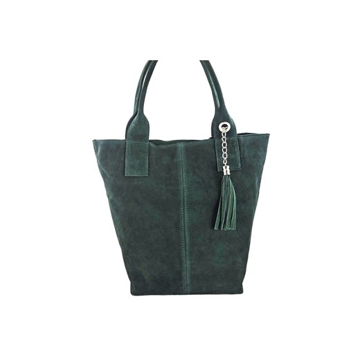 Shopper bag - torebka damska zamszowa - Zielona ciemna ze sklepu butyolivier w kategorii Torby Shopper bag - zdjęcie 175333712