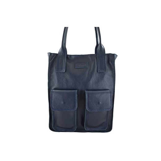 Torba shopper bag do pracy - Granatowa ze sklepu butyolivier w kategorii Torebki worki - zdjęcie 175333802
