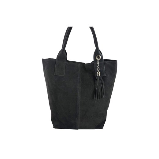 Shopper bag  torebka damska zamszowa - Szara ciemna ze sklepu butyolivier w kategorii Torebki worki - zdjęcie 175334424