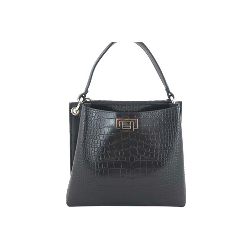 Modna torebka ze skóry CROCO - Czarna ze sklepu butyolivier w kategorii Torby Shopper bag - zdjęcie 175334800