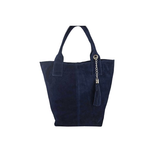 Shopper bag - torebka damska zamszowa - Granatowa ze sklepu butyolivier w kategorii Torby Shopper bag - zdjęcie 175335734