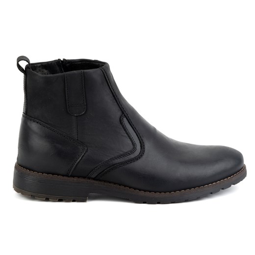 Buty męskie trzewiki skórzane zimowe 924K czarne ze sklepu butyolivier w kategorii Buty zimowe męskie - zdjęcie 175335871