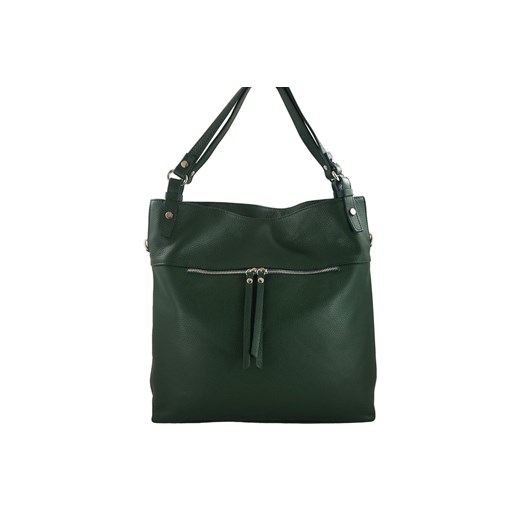 Duży skórzany worek / shopper bag - A4 - Zielony ciemny ze sklepu butyolivier w kategorii Torebki worki - zdjęcie 175336040