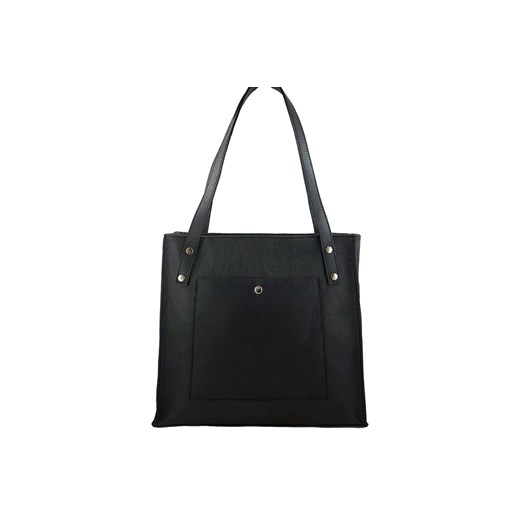 Duża torebka skórzana na ramię - Czarna ze sklepu butyolivier w kategorii Torby Shopper bag - zdjęcie 175336194