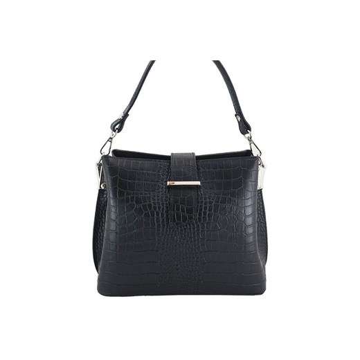 Klasyczna torebka skórzana - CROCO - Czarny ze sklepu butyolivier w kategorii Torby Shopper bag - zdjęcie 175336224