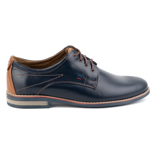 Buty męskie skórzane eleganckie 825K granatowe ze sklepu butyolivier w kategorii Buty eleganckie męskie - zdjęcie 175336844