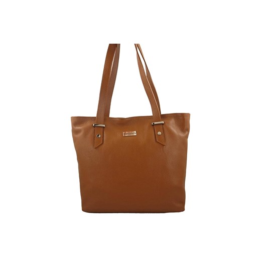 Shopper bag - Włoska duża torebka miejska skórzana - Brązowa jasna ze sklepu butyolivier w kategorii Torby Shopper bag - zdjęcie 175336871