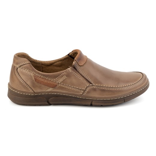 Buty męskie skórzane wsuwane 62K brązowe 08 ze sklepu butyolivier w kategorii Półbuty męskie - zdjęcie 175337024