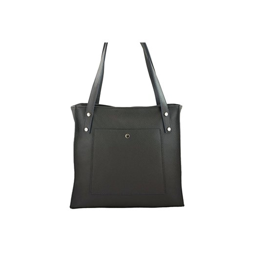 Duża torebka skórzana na ramię - Szara ciemna ze sklepu butyolivier w kategorii Torby Shopper bag - zdjęcie 175337094