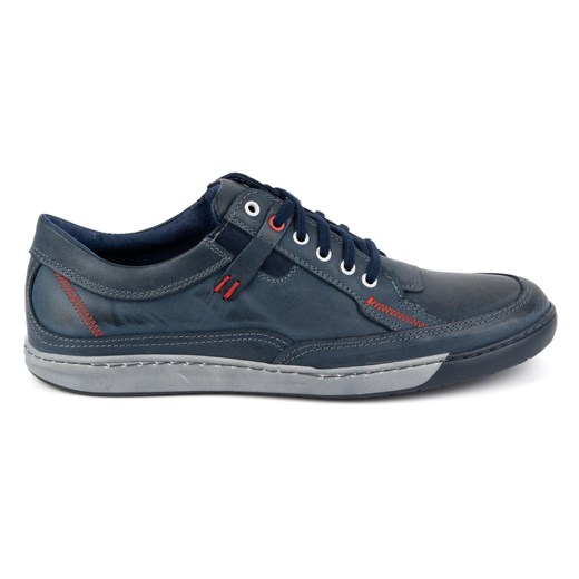Buty męskie skórzane Casual 932k granatowe ze sklepu butyolivier w kategorii Półbuty męskie - zdjęcie 175337850