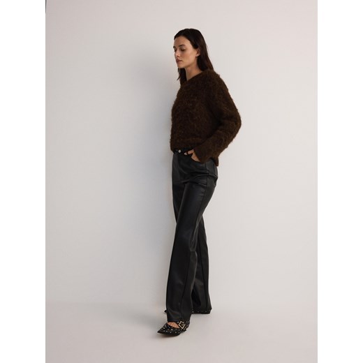 Reserved - Spodnie z imitacji skóry - czarny Reserved S Reserved