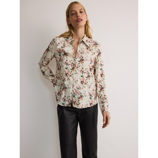 Reserved - Koszula z wiskozy - kremowy ze sklepu Reserved w kategorii Koszule damskie - zdjęcie 175348914