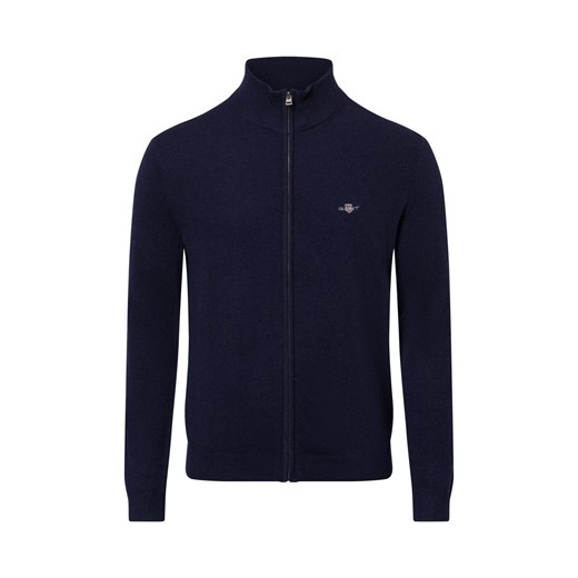 Gant Męski kardigan Mężczyźni granatowy jednolity ze sklepu vangraaf w kategorii Swetry męskie - zdjęcie 175350000