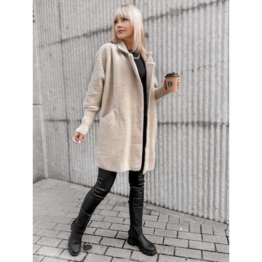 płaszcz alpaka nessa beżowy one size ONE SIZE UBRA