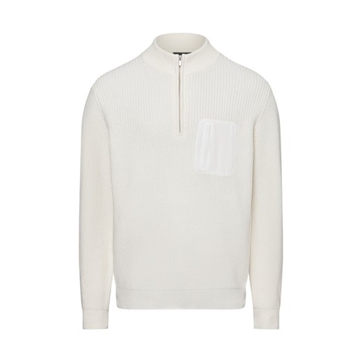 Nils Sundström Męski sweter z dzianiny Mężczyźni Sztuczne włókno écru jednolity ze sklepu vangraaf w kategorii Swetry męskie - zdjęcie 175354212