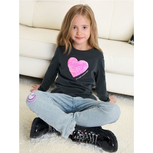 Sinsay - Koszulka z długimi rękawami - szary ze sklepu Sinsay w kategorii Bluzki dziewczęce - zdjęcie 175361063