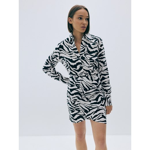 Reserved - Koszulowa sukienka mini z wiskozy - czarny Reserved XS promocja Reserved